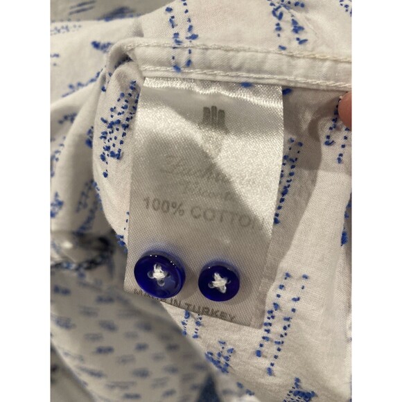 Luchiano Visconti Black Shirt Men's Size Small Button Up White Flip Cuff Cotton - Picture 8 of 8